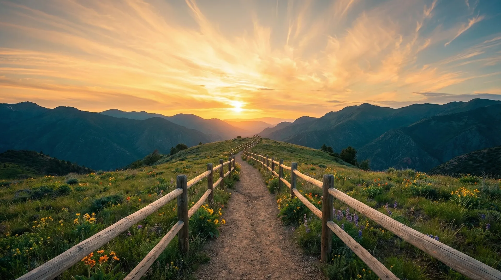 Winding trail through Utah mountain terrain toward sunrise, path symbolizing the journey toward clarity